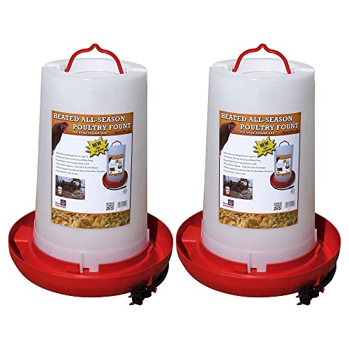 Farm Innovators 2 Pack Heated Chicken Waterer, Poultry Water Fountain, 3 Gallon