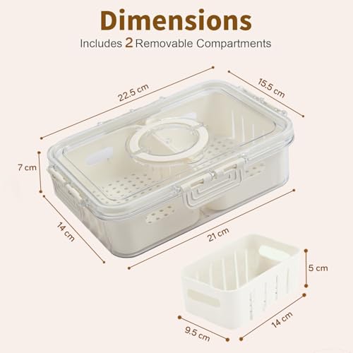 Image of HOKIPO Fridge Storage Containers with 2 Partition - BPA Free Food Grade Plastic Storage Containers for Refrigerator & Freezer | Fresh Vegetable Crisper Box & Kitchen Storage Set (AR-6102)