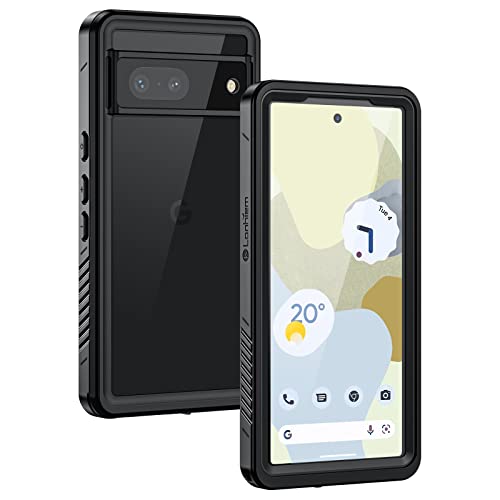 Lanhiem for Google Pixel 7 Case, IP68 Waterproof Dustproof with Built-in Screen Protector, Heavy Duty Full Body Protective Phone Case for Pixel 7, Black/Clear