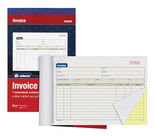 adams invoice book 2-part carbonless 5-916 x 8-716 inches 50 sets per book dc5840