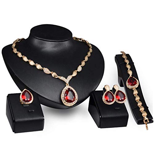 FUNOJOY Womens Luxury Africa Dubai 18k Gold Plated Jewelry Sets Wedding Rhinestone Crystal Bib Statement Necklace Earrings Set for Brides Party Prom2