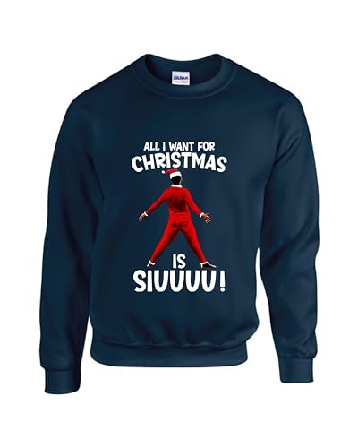 All I Want for Christmas is Siuu jumper Football fans Ronaldo Xmas Santa Claus Football Sweater Sports lover kids gift Unisex Kids Adult Sweatshirt (Navy, 7 Years) All I Want for Christmas is Siuu jumper Football fans Ronaldo Xmas Santa Claus Football Sweater Sports lover kids gift Unisex Kids Adult Sweatshirt (Navy, 7 Years)