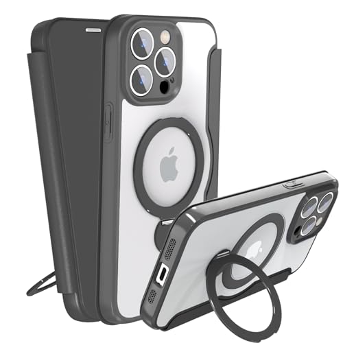 IIKAYO iPhone 14 Pro Max p P[X 蒠^ J[h[ wʃNA MagSafeΉ Ot 360°]X^hy ^ ϏՌ Sʕی cΉ U[f }OZ[tΉ  