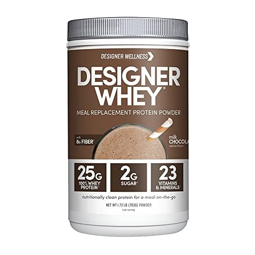 Designer Wellness, Designer Whey Protein Meal Powder with Vitamins, Minerals, and Organic Superfood Complex Carbs, No- GMO, Milk Chocolate, 1.72 Pound