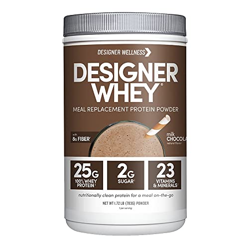 Designer Wellness, Designer Whey Protein Meal Powder with Vitamins, Minerals, and Organic Superfood Complex Carbs, No- GMO, Milk Chocolate, 1.72 Pound