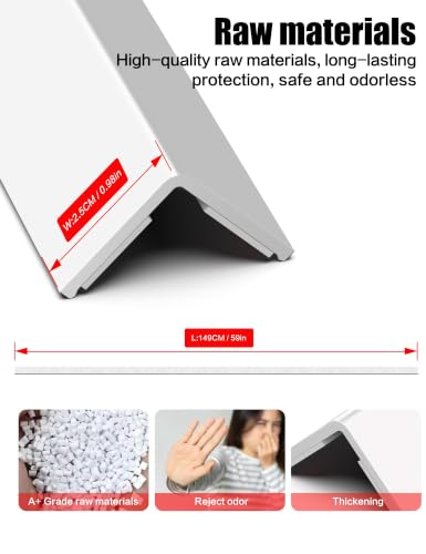 Image of ‎Frychee Wall Corner Protector, Walls Edge Protector，Self-Adhesive Wall Corner Guards,PVC Double Side Edge Protector， Furniture Stairs Guard (6, 2.5x150cm /0.98x59.1in)