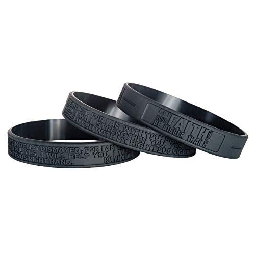Sainstone Isaiah 41:10 Inspirational Bible Verses Silicone Bracelets - Let Faith Bigger Than Fear - Religious Motivational Wristband Gifts For Fight Epidemic Contagion For Men Women (3-Pack) #TOP2