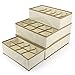 Simplized Closet Underwear Organizer, 4 Pack, Beige | Collapsible Foldable Cloth Storage Box, Dresser Drawer Organizer Divider Set Cube Basket Bins Containers for Lingerie, Clothes, Bras, Socks, Ties,