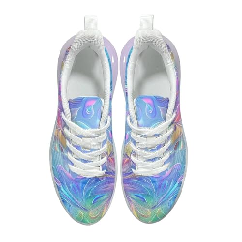 Fuxowvby Tie-Dye Sneaker for Women Casual Comfortable Running Gym Hiking Tennis Workout Sneaker Breathable Lightweight Lace-Up Athletic Anti-Skid Daily Travel Sneakers for Teen Girls US 9.5