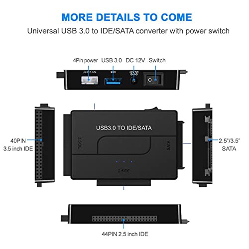 Adaptador USB 3.0 a IDE/SATA para disco duro 2.5" y 3.5" miniatura 7