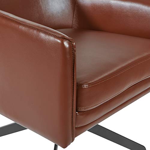 Image of Office Star FL Series Faux Leather Guest Chair with 360 Degree Swivel and Black Base, Saddle