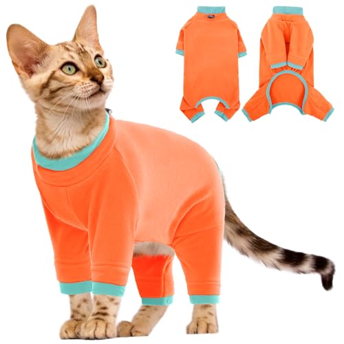 Katzen Rollkragenpullover, Einteiler Katzenbekleidung Katzenbody Katzen Pullover Mantel 4-beinige(Schwarz, M)