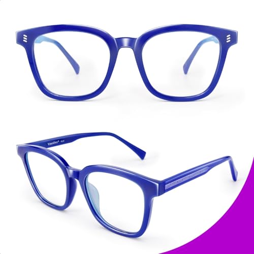 Image of VISOONE Square TR90 Lightweight Anti Glare UV400 Gaming Computer Glasses | 99% Digital Screen Filter Non-Prescription Clear Lens Oversized Frame Trendy Fashion Blue Light Blocking Women Men NOE