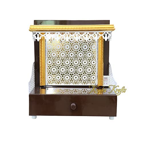 KRISHA KRAFTS Pooja Temple en bois pour la maison et le bureau Taille 40,6 x 25,4 x 45,7 cm