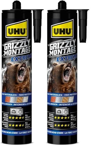 Colle de fixation UHU Grizzly Power extrème blanche 435g en lot de 2