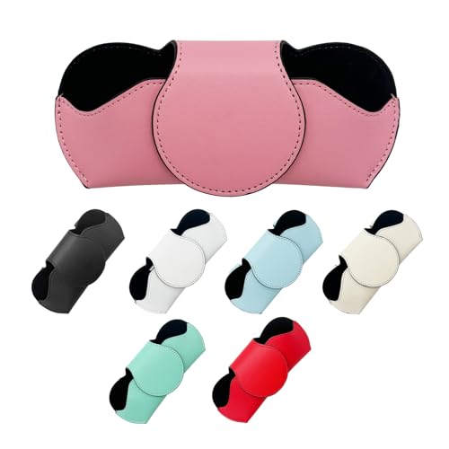 Sylvil Estojo de óculos de sol para viseira de carro, estojo magnético de couro macio para armazenamento de viseira automática, estojo protetor de óculos de sol com clipes de metal com memória,