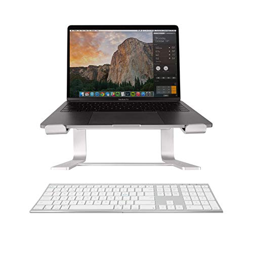 Macally Aluminum Silver Wireless Keyboard with an Ergonomic Silver Laptop Stand, Better Your Workspace