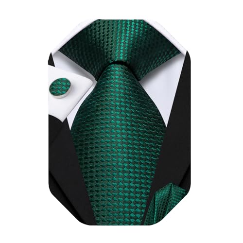 Image of Hi-Tie 70 inches Ties for Men Silk Extra Long Necktie and Pocket Square Cufflinks Set Men Big and Tall Tie Business