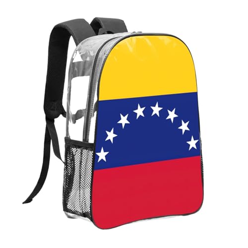Flag of Venezuela Print Work Travel Stadium Events Transparent Backpack PVC Clear Bag Large Side Pockets3
