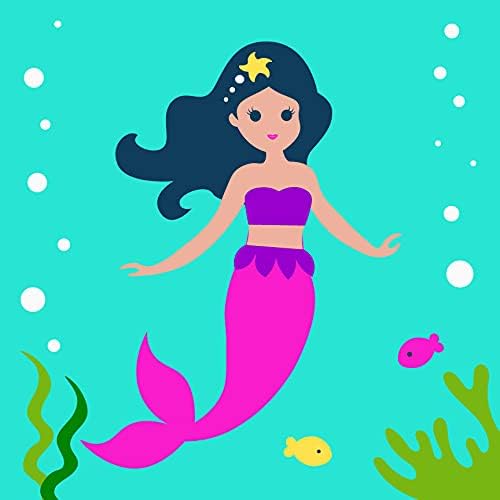 2-Pack Easy Paint by Numbers Kits for Kids, DIY Oil Painting for Children Seniors Beginners, Framed Pre Drawn Canvas Painting Craft Set, Color According to Numbers Holiday Gift 8x8 inch (Mermaid)