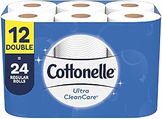 Cottonelle Ultra CleanCare Toilet Paper, 12 Double Rolls, Strong Bath Tissue