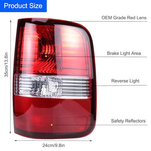 Tail Light Assembly Compatible with Ford F-150 F150 2004 2005 2006 2007 2008 Driver and Passenger Side Rear Brake Light Housing Replace FO2800182, FO2801182, 5L3Z-13405-CA, 5L3Z-13404-CA by MOCW - Image 2