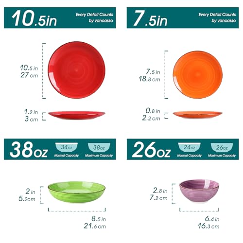 Image of vancasso Bonita Dinnerware Sets, 24 Pieces Multicolor Stoneware Dinner Set