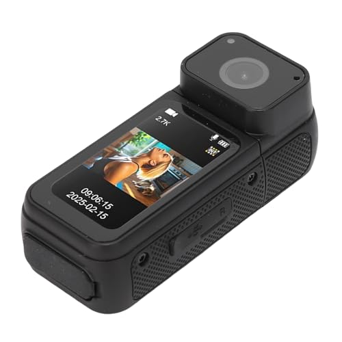 Caméscope portable POV Denash 2,7K avec lanière magnétique et caméra d'action au pouce noire