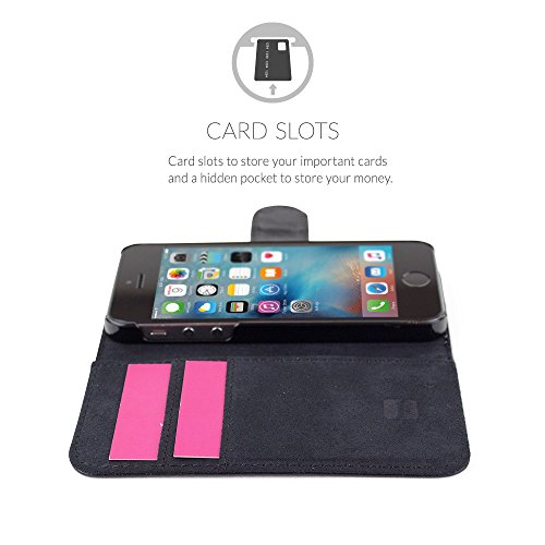 Snugg Iphone 5C Wallet Case – Leather Card Case Wallet With Handy Stand Feature – Apple Iphone Legacy Series Flip Phone Case Cover In Black #TOP2