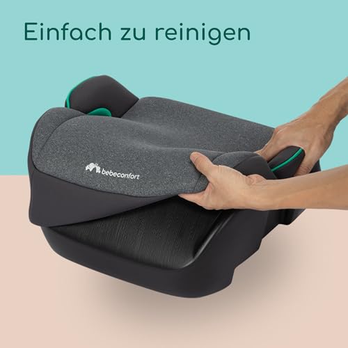 Bebeconfort Manga i-Safe, Kindersitzerhöhung, 6–12 Jahre, 128–150 cm, Folgekindersitz, Kompakt & Leicht (<1 kg), Einfache Gurtmontage, Gepolstert, Soft-Touch-Gewebe, Tinted Black