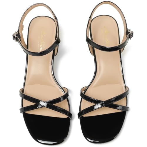 Image of Mostrin Strappy Heels for Women Ankle Strap Heels Women's Heeled Sandals for Party Prom Wedding