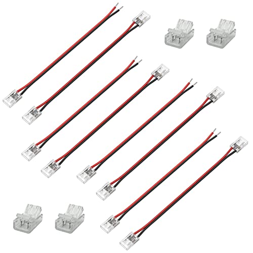 GTIWUNG 12Pcs LED Connettore, Connettori Strisce Led Spina 8mm 2 pin, 2 Poli Rapido Connettore Cavo per SMD 5050 5630 monochrom LED Strip