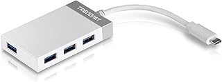 TRENDnet 4-Port USB C to USB Hub, TUC-H4E, 4 x USB 3.0 Ports, Compact Size USB Type-C Multiport Adapter, Compatible with Windows, Mac OS, Backwards Compatible with USB 2.0, White