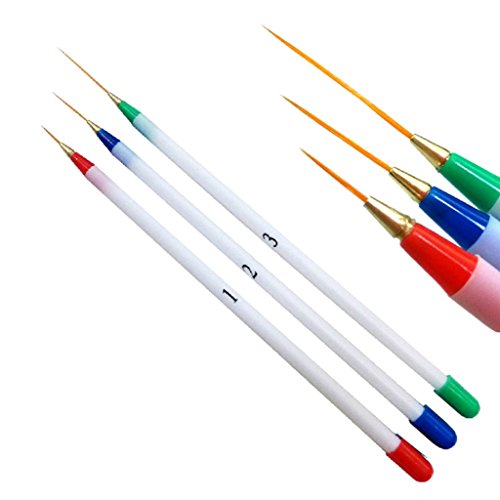 Lxbin Set 6Pcs/Pack Fine Drawing Striping Liner Design Tips Nail Art Pen Brushes Brush Salon Diy Gel Uv Manicure Tool Gifts Multicolor #TOP3