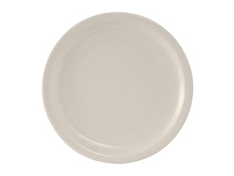 Tuxton China TNR-009 Plate, 9-1/2" Diameter, Round, Narrow Rim, Microwave and Dishwasher Safe, Oven Proof, Fully Vitrified, Ceramic, Nevada, American White/Eggshell, Pack of 24