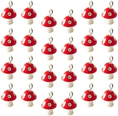 Milisten 30pcs Resin Jewelry Charm Pendants Ornament Mushroom Pendants Crafts Jewelry Making Accessories for DIY Earrings Necklace Red