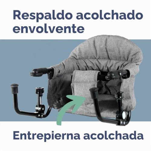 Miniatura 7 de Looping - Asiento De Mesa Plegable Para Bebé Fijación Segura De 4 Puntos, Portátil Y Compacto Gris Jaspeado