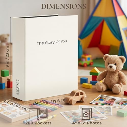 Vienrose Baby Photo Album 4x6 200 포켓 포토 윈도우 베이지 — 사진 4