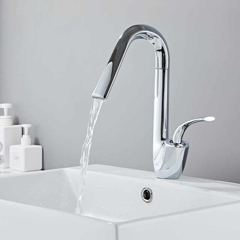 Robinet de lavabo anti-éclaboussures en cuivre blanc eau chaude et froide