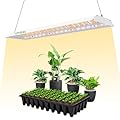 LPMZMBL 60W LED Grow Lights for Seed Starting, 2ft Hanging Full Spectrum Seedling Lights Grow Lights for Indoor Plants, 4/8/12H Timer and 10 Dimming Levels, Height Adjustable and Energy Efficient