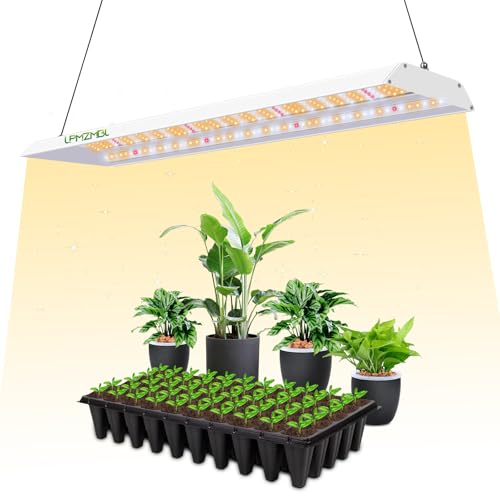 Full Spectrum Grow Lights for Indoor Plants 60W LED Grow Lights for Seed Starting 4/8/12H Timer and 10 Dimming Levels Height Adjustable and Energy Efficient for Seedling Veg Bloom All Growth Stages