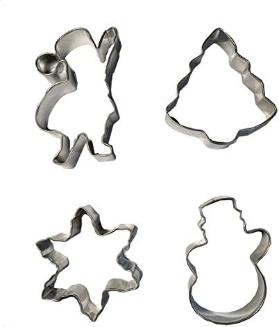 4 Piece Christmas Baking Tools, Santa Snowman Star Christmas Tree Shape Cookie Cutters