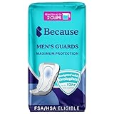 Because Premium Guards for Men - 20 Count Pack of Discreet, Individually Wrapped Bladder Protectors - Complete Absorbency, Fast-Locking, Odor Control - Comfort Fit, 2 Cups of Absorbency