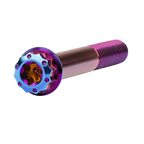 Image of Titanium Flange 12 Point Head M8 x15 20 25 30 35 40 45 50 55 60 65mm Screw Bolt Pack of 4 (M8x60mm, Burning Blue)
