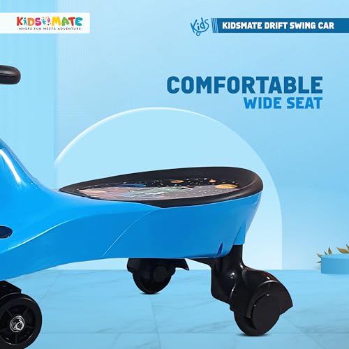 Image of Kidsmate Drift Swing Car for Kids - Ride-On Toy with PU Wheels, Non-Slip Pedals, and 360 Rotating Steering for Easy Navigate The Car for Ages 3 and Up -Blue 1