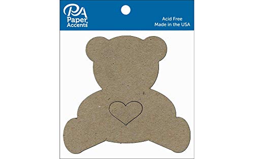 Chip Shape 6pc Teddy Bear w/Heart Natural