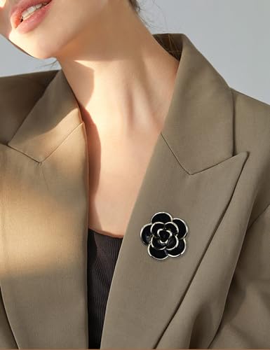 Image of Elegant Crystal Blooming Rose Flower Brooch Lapel Pin Breastpin for Women Birdal Cardigan Hat Scarf Suit Sweater Floral Pins