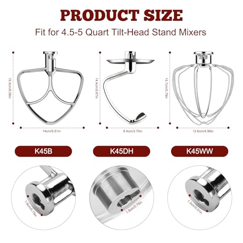 Image of Stainless Steel Mixer Attachments for KitchenAid 4.5-5 Qt Tilt-Head Mixer