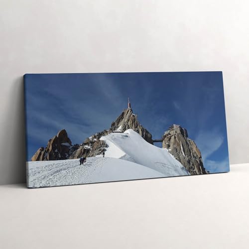 Tableau de montagne en hiver 140x70cm pour décorer un grand mur vide