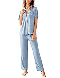 Avidlove Womens Comfort Pajama Set Short-Sleeve with Long Pjs Pants Soft Sleepwear